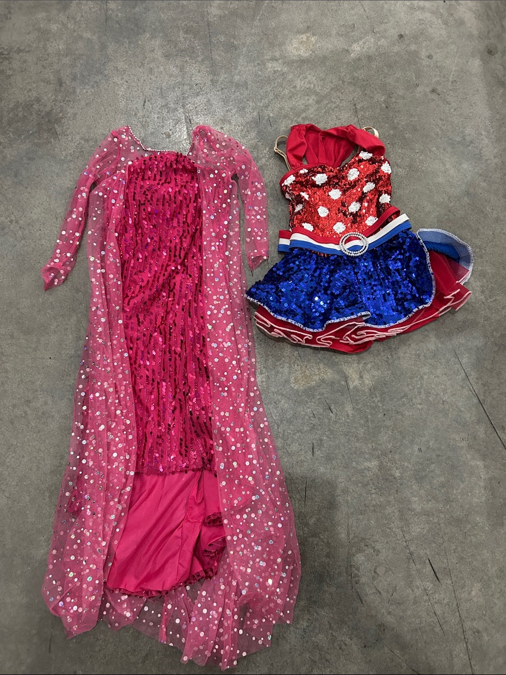 Weissman Red/Blue Patriotic Sequin Dance Dress and Bibei Beiniu Pink Dress